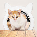 PAWSM interior cat door - white - cat shaped cat door with grooming brush - kitty door - pet door