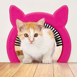 PAWSM interior cat door - pink - cat shaped cat door with grooming brush - kitty door - pet door